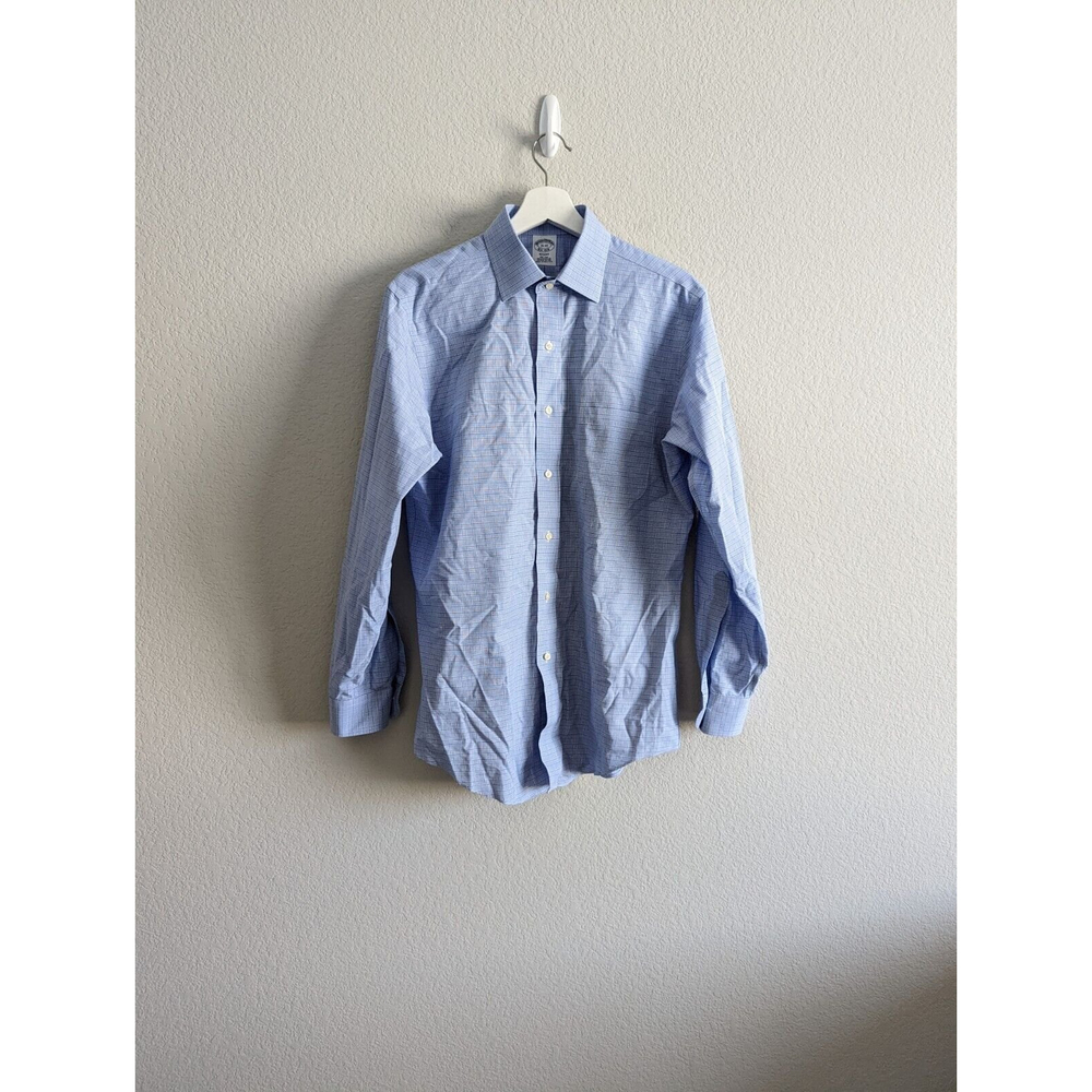 Brooks Brothers Men's Size 15-33 Blue Plaid Regent Non Iron Long Sleeve Shirt